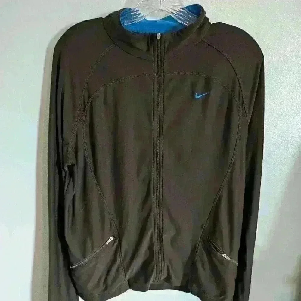 Nike performance full zip grey and blue light sweatshirt  size L